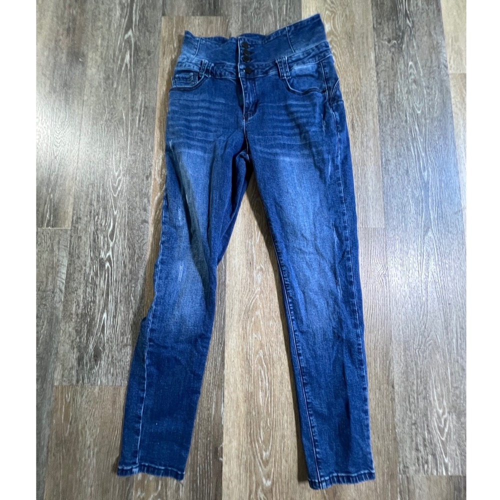 Unbranded Skinny Jeans Womens Size Medium Blue High Waisted Multi Button Fly